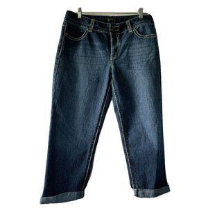 Nine West Date Night Fit Mid Rise Dark Wash Cuff Annette Capri Jeans Size 30/10